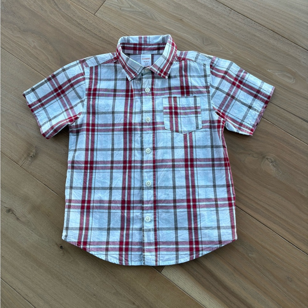 Gymboree boys button front top short sleeve XS (3-4)